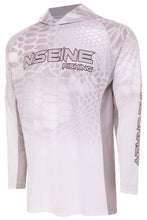 Load image into Gallery viewer, NSEINE White/Gray Vented/Hooded Long Sleeve Fishing Shirt