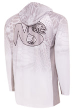 Load image into Gallery viewer, NSEINE White/Gray Vented/Hooded Long Sleeve Fishing Shirt